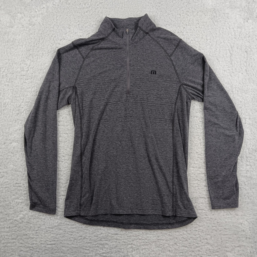 TravisMathew Pullover Mens Medium Gray Heathered Quarter Zip Performance Top